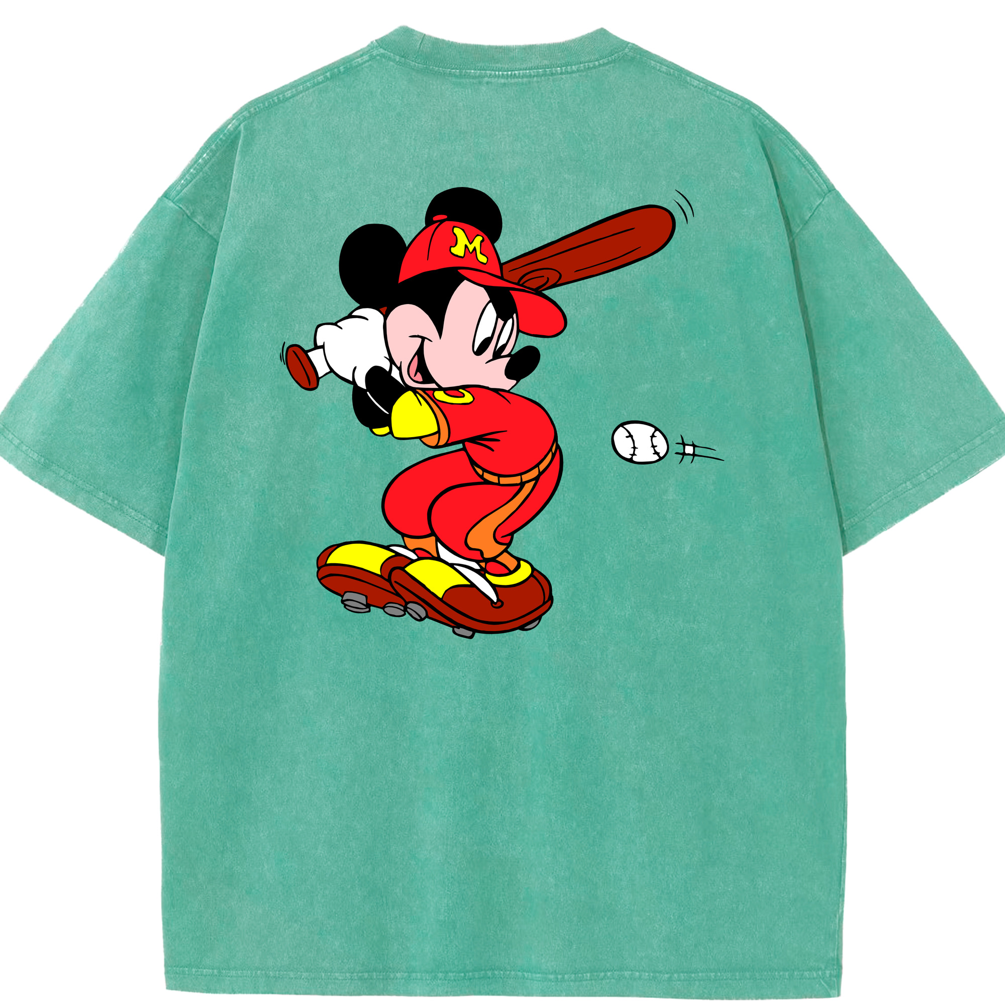 （画像用） ミッキーマウス Mickey Mouse 綿100% ヴィンテージ風 半袖Tシャツ（背面プリント）